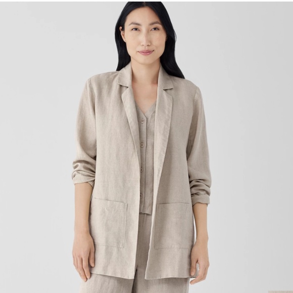 Eileen Fisher Organic Linen Long Blazer - Picture 1 of 8